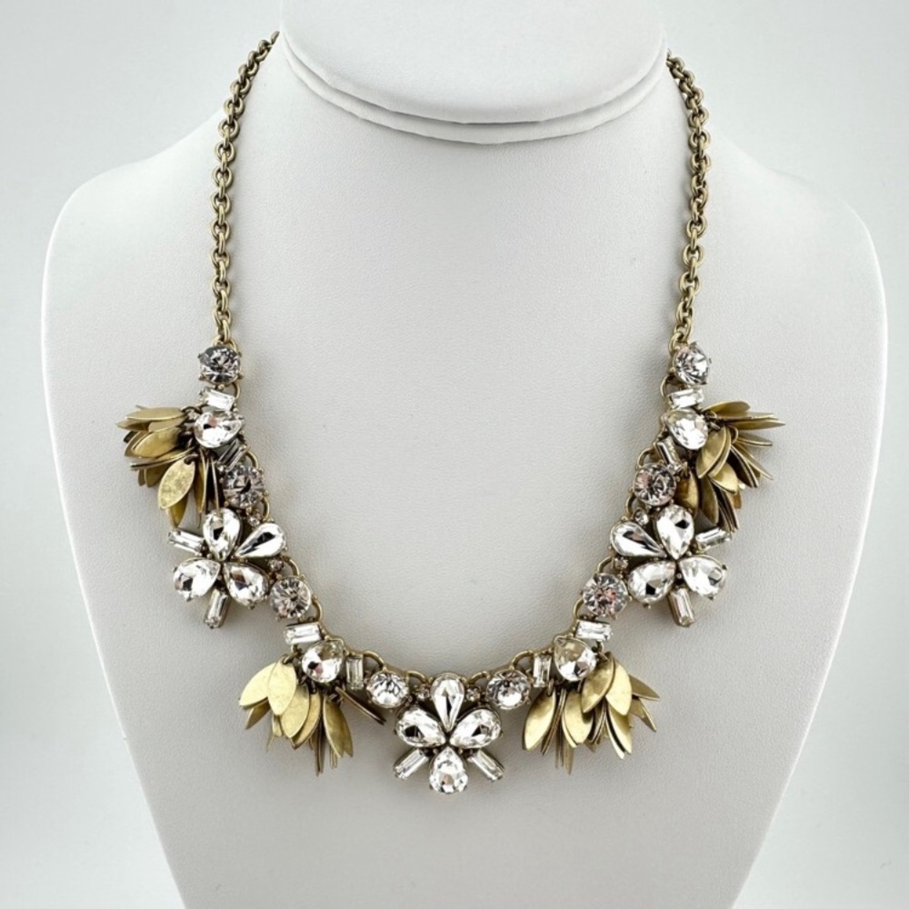 J. Crew Necklace with Gold Tone Disc and Crystal Rhinestone Statement